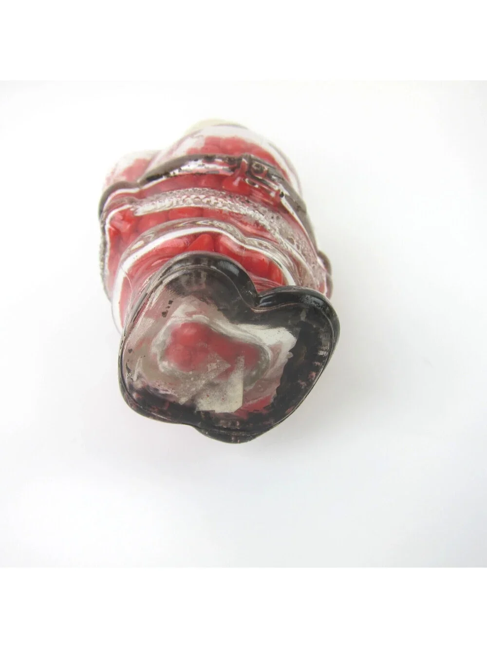 Vintage Christmas Santa Claus Glass Bottle Candy Container JH Millstein 1940-50s